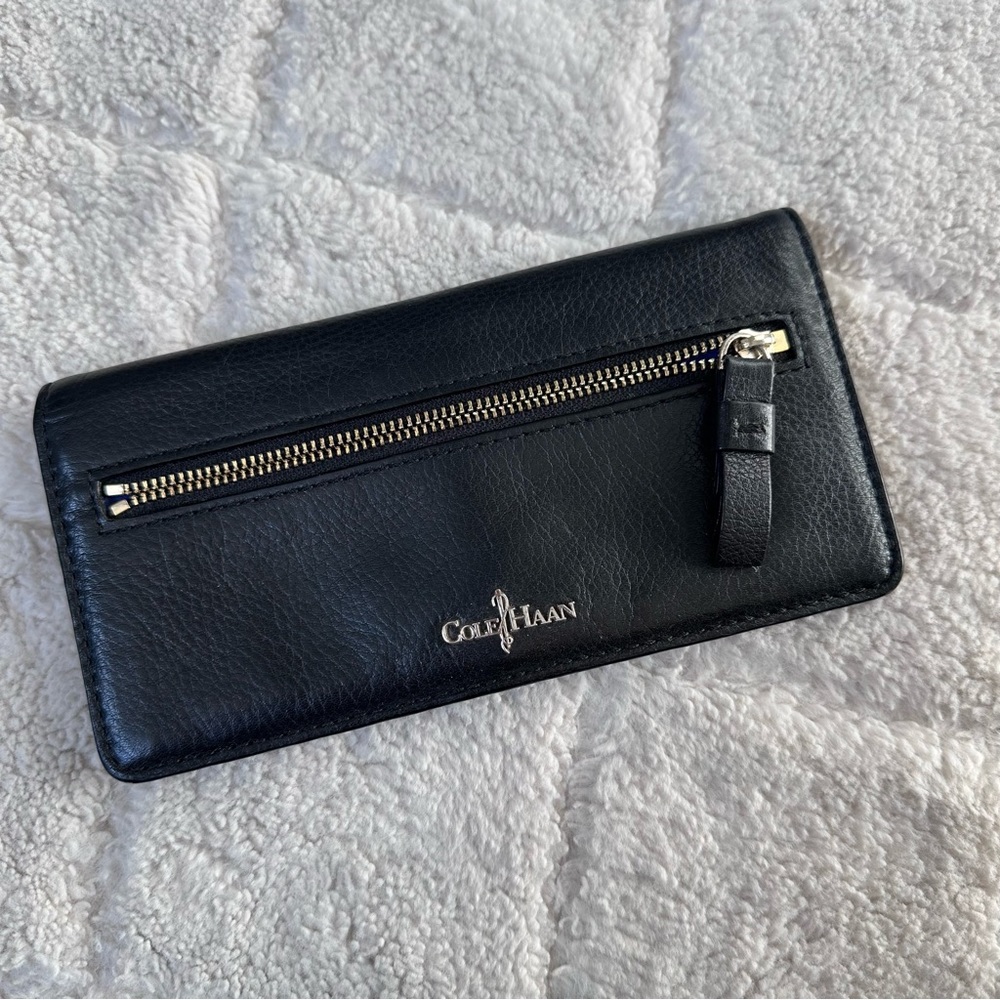Cole Haan | Black Leather BiFold Snap Wallet Card Organizer